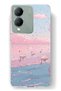 Vivo Y17S Compatible Pink Sky and Swan Pattern Transparent Phone Case