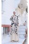 Patterned Garnished Aerobin Dress Black Hnt1013 - 6