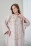 Women's Front Sequin Embroidered Loose Fit Long Linen Dress - 4