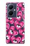 Vivo V29 Lite 5g Compatible Pink Heart Eye Pattern Transparent Phone Case