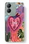 Vivo Y17S Compatible Colorful Heart and Flower Pattern Transparent Phone Case
