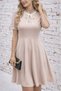 New Season Women's Short Sleeve Collar Lace-Up and Ruffle Midi Janjan Crepe Dress - 5