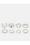 Women Silver Embellished Rings (Pack of 8)