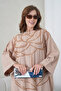 Women's Front Sequin Embroidered Loose Fit Long Linen Dress