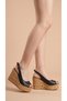 High Wooden Look Sole Skin Buckle Summer Women's Wedge Sole Sandals Shoes - 4