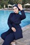 Atlas Beli Elasticated Hijab Swimsuit 4-Piece Set with Bag and Bonnet Dark Navy Blue - 2