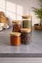 Set of 4 Vacuum Borosilicate Glass Jars with Bamboo Lids Set of 4 Bamboo Spice Containers - 3