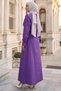 Jacketed Pocketed Tie-Waist Gilet Dress Purple Hm262785 - 5