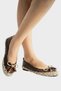 Straw Ribbon Detailed Women's Ballerina Flats Brown - 3