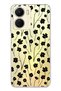 Vivo Y16 Compatible Black Flower Pattern Transparent Phone Case