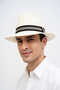 Men's White Panama Summer Classic Hat - Straw Model with Black Stripes, Suitable for Daily Use and Beach - 4