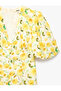 Viscose Fabric Short Balloon Sleeves V-Neck Rose Printed Floral Midi Dress - 5