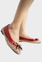 Straw Ribbon Detailed Women's Ballerina Flats Red - 2