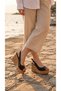 High Wooden Look Sole Skin Buckle Summer Women's Wedge Sole Sandals Shoes - 6