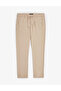 Beige Slim Fit Waist Drawstring Canvas Trousers 50320851-Vr011 - 5