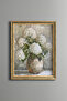 White Hydrangea Flowers – Vintage Patterned Frame – Slim Model
