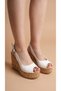 High Wooden Look Sole Skin Buckle Summer Women's Wedge Sole Sandals Shoes - 3