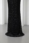 Women's Black Slim Fit Strapless Collar Sequined Long Evening Dress - 4