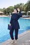Atlas Beli Elasticated Hijab Swimsuit 4-Piece Set with Bag and Bonnet Dark Navy Blue