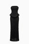 Women's Black Slim Fit Strapless Collar Sequined Long Evening Dress - 7