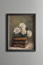 White Roses on Books – Vintage Patterned Frame – Slim Model