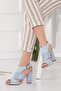 Jullia Heeled Baby Blue Leather-Suede Shoes - 3