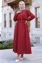 Jacketed, Pocketed, Tie-Waist Gilet Dress Burgundy Hm262785