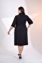 Women's Plus Size Zipper Detailed Dress Black - 6