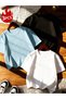 3-Pack Basic Single Jersey Plain T-Shirt - Black White Baby Blue Oversize Short Sleeve Crew Neck