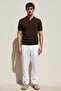 Men's Polo Collar Buttoned Short Sleeve Knitwear T-Shirt Brown 26S2016 - 4