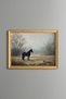 Black Horse in the Fog - Vintage Patterned Frame - Slim Model