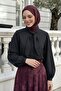 قميص أسود مخطط مع وشاح على ياقة القميص - 3