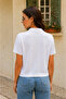 Kisakollu Fularli Polo Collar Tricot T-Shirt - 3