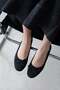 Lily Women's Bow Detail Suede Ballerinas Black - 2