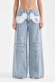 Women's Pocket Bag Detailed Front Cut-Out Design Palazzo Jeans