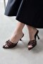 Karis Women's Mesh Detail Heeled Sandals Brown - 2