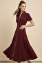 Women's Short Sleeve Double Zipper Midi Length Collared Modal Dress - 8