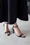 Megy Women's Heeled Patent Leather Sandals Black