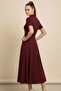 Women's Short Sleeve Double Zipper Midi Length Collared Modal Dress - 6