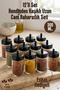 Set of 12 Long Glass Spice Jars with Spoons 300 ml - with Lids - Bpa Free