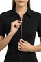 Women's Short Sleeve Double Zipper Midi Length Collared Modal Dress - 3
