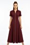 Women's Short Sleeve Double Zipper Midi Length Collared Modal Dress