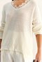 Women's Ecru V Y Aka Lace Detailed Knitwear Sweater Tk261018 60286166 - 6
