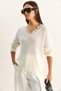 Women's Ecru V Y Aka Lace Detailed Knitwear Sweater Tk261018 60286166 - 3