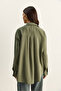 Women's Khaki Oversize Modal Shirt with Shawl Accessories 340 60286164 - 8