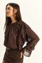 Women's Bitter Brown Ruffle Detailed Transparent Chiffon Blouse 1008 60286163 - 4