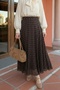Flared Polka Dot Brown Chiffon Skirt - 4