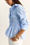 Women's Baby Blue Asymmetrical Gathered Detailed Elastic Waist Formed Buttoned Poplin Shirt 0998 60286161 - 4