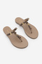 Women's Thin Strap Flip-Flops with Bohemian Stone Buckle, Casual Slippers, Marsil Mink - 5