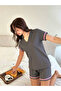 Grey Lace Trim T-Shirt and Shorts Set - 4